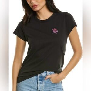 Rag and Bone Black Women's Top Floral Detail Organic Cotton Size XS